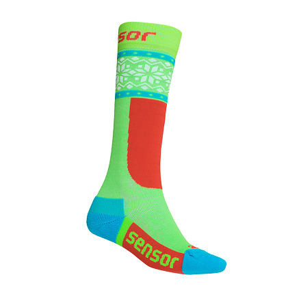 SENSOR PONOŽKY THERMOSNOW NORWAY dětská zelená/bílá Velikost: 1/2 8592837057804