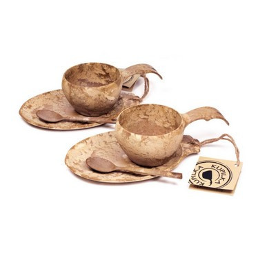 Kupilka Slow Down set - 2x KUKSA - 210 ml + 2x talíř + 2x čajová lžička - Original (BROWN) 6430014975218