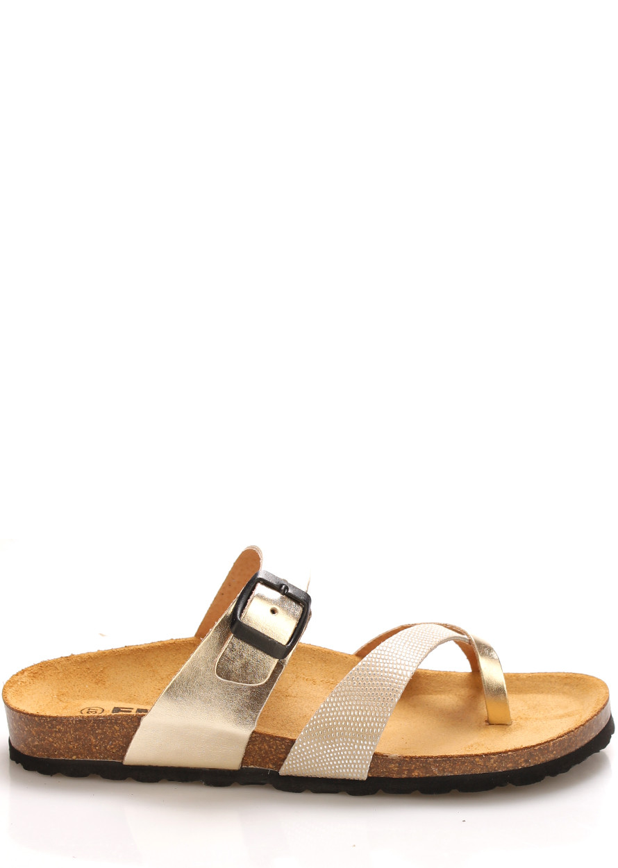 Zlaté kožené zdravotní pantofle EMMA Shoes Velikost: 37