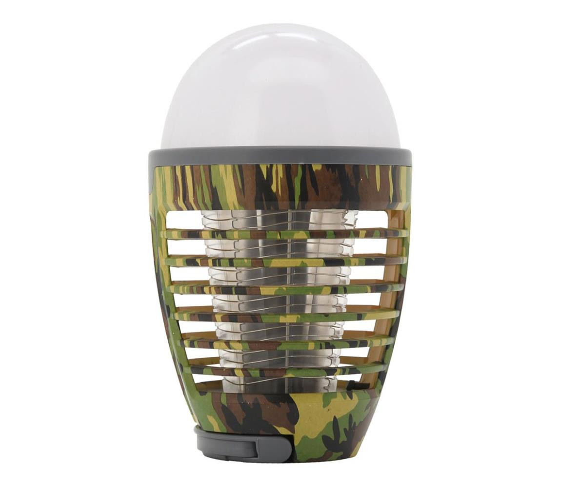 LED Přenosná nabíjecí lampa s lapačem hmyzu LED/2W/3,7V IPX4 maskáčová