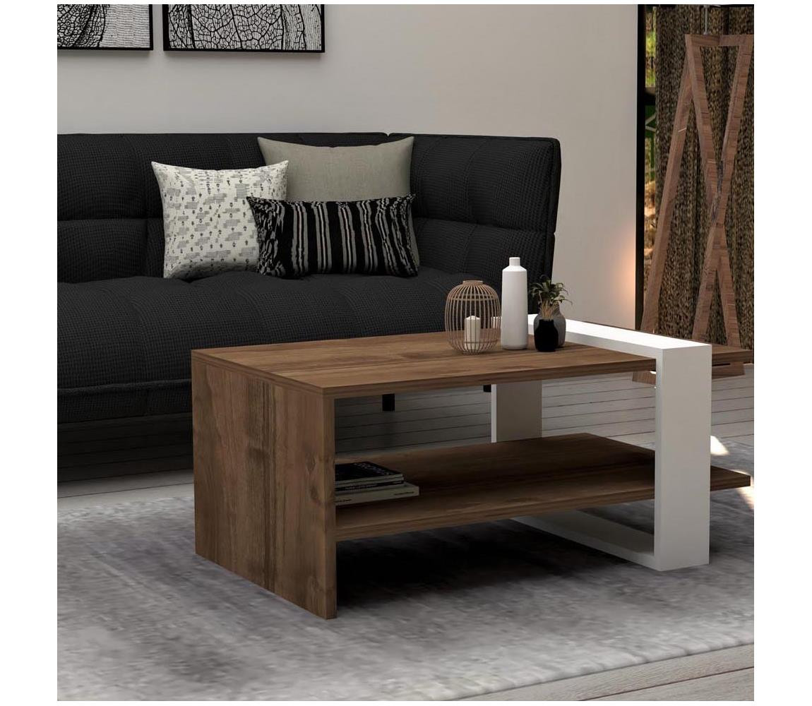 Konferenční stolek GAYE 35x80 cm hnědá/bílá