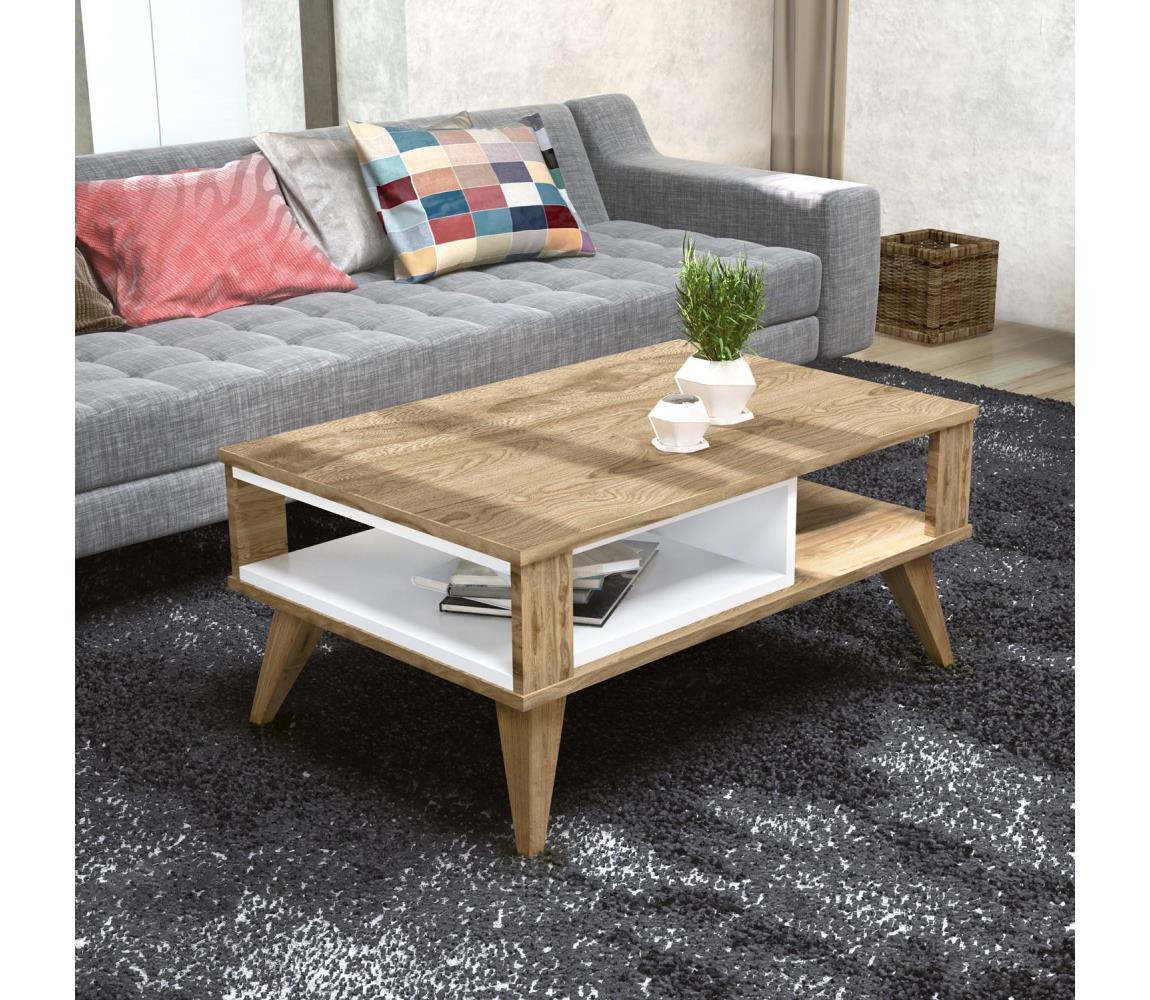 Konferenční stolek IONIS 40x90 cm hnědá/bílá