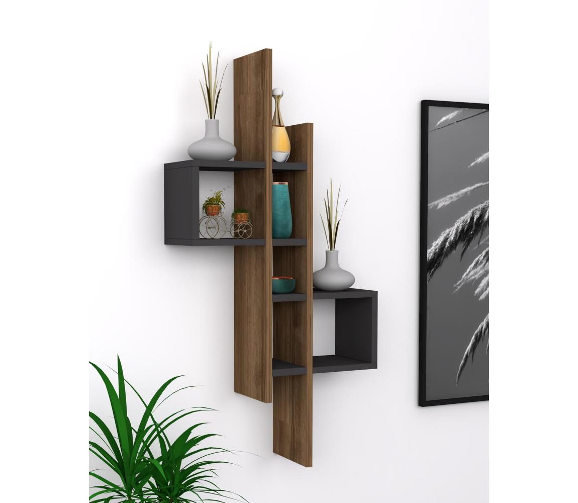 Nástěnná police EMSE 108x53,8 cm hnědá/antracit