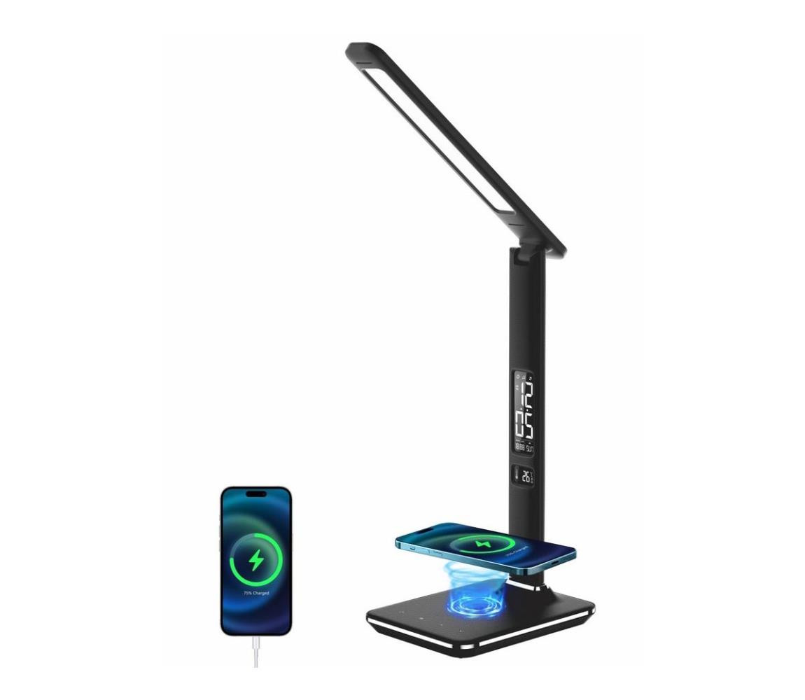 08965L-LED Stmívatelná lampa s bezdr. nabíjením KINGFISHER 8,5W/230V černá