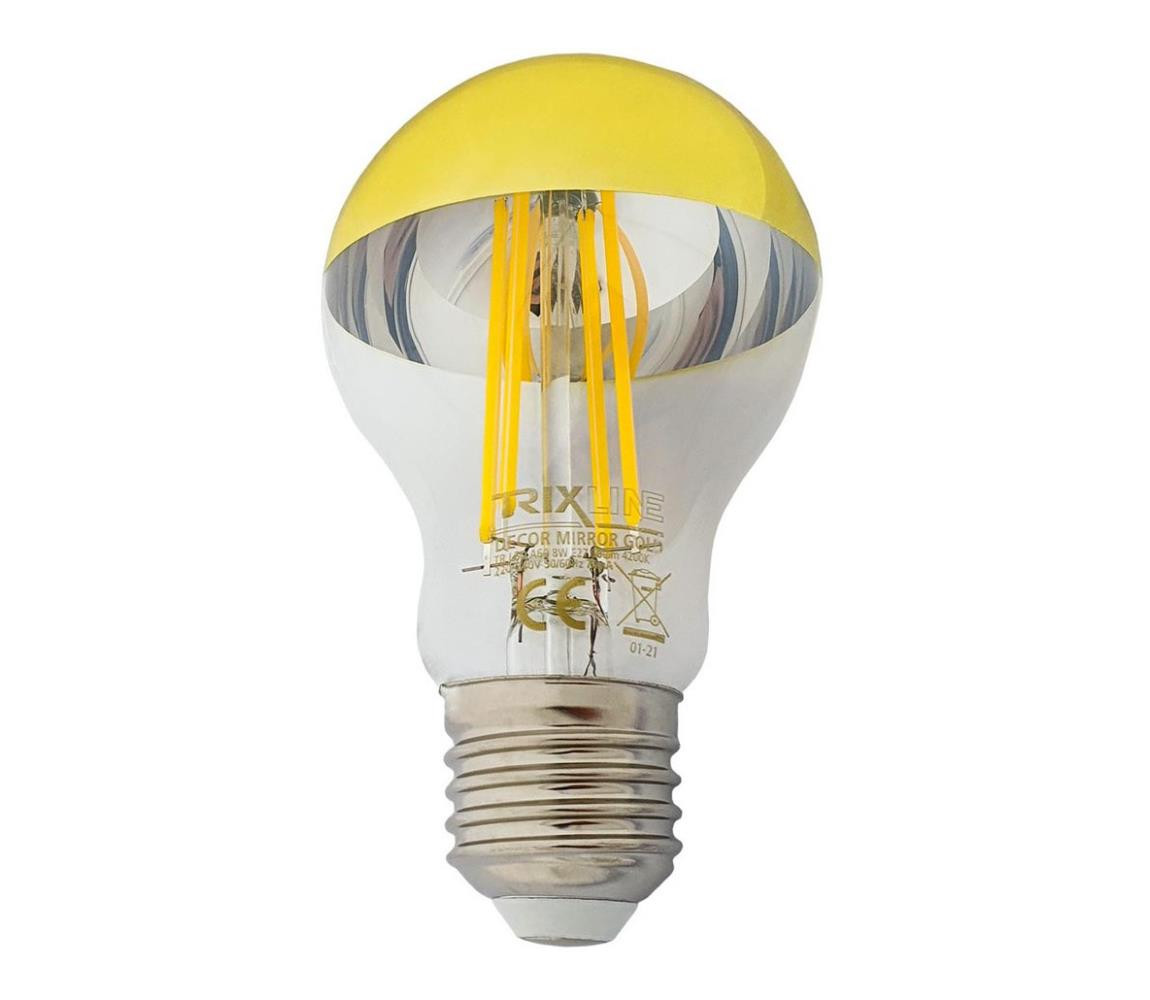 LED Žárovka se zrcadlovým vrchlíkem DECOR MIRROR A60 E27/8W/230V 4200K zlatá