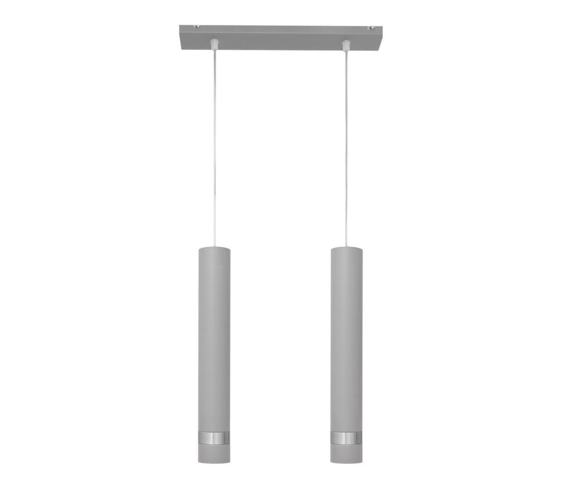 LED Lustr na lanku TUBA 2xGU10/4,8W/230V šedá/lesklý chrom