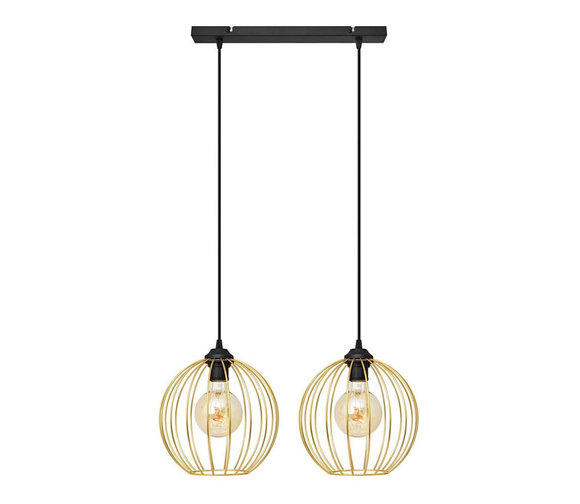 Lustr na lanku MERCURE 2xE27/15W/230V zlatá/černá