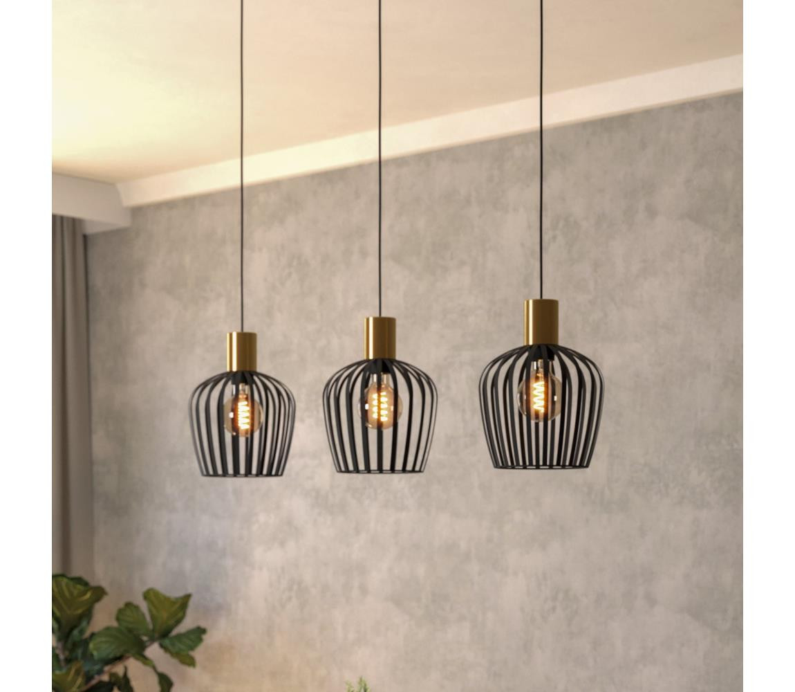 Eglo Eglo 901037 - Lustr na lanku EMPOLI 3xE27/40W/230V černá/zlatá