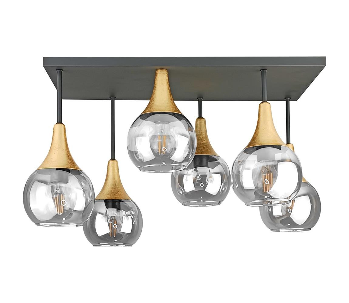 Keter Lighting Přisazený lustr SOMA 6xE27/60W/230V černá/zlatá/čirá