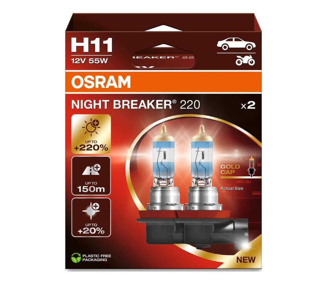 Osram SADA 2x Autožárovka NIGHT BREAKER H11 PGJ19-2/55W/12V - Osram
