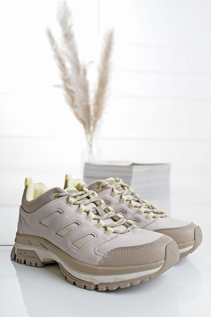 Šedo-béžové nízké trekingové boty 1-23768