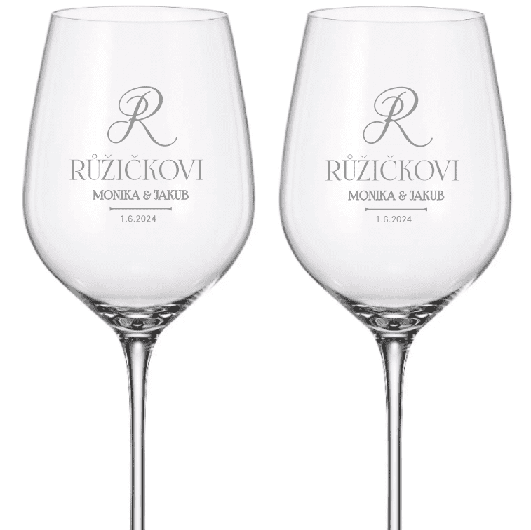 Dekorant svatby Svatební sklenice na bílé víno NOVOMANŽELÉ SIMPLE 480 ml 2KS