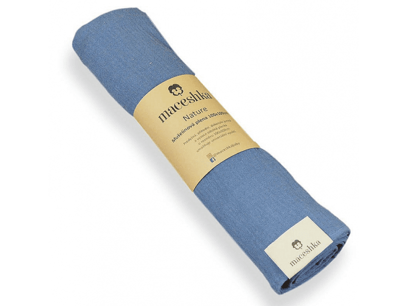 Maceshka Mušelínová plena Nature jednobarevná, 100x100, indigo