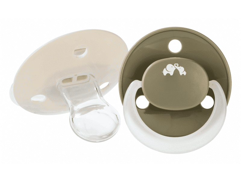 Bebeconfort Šidítko silikonové symetrické svíticí 2ks 6m+ Sand/Green