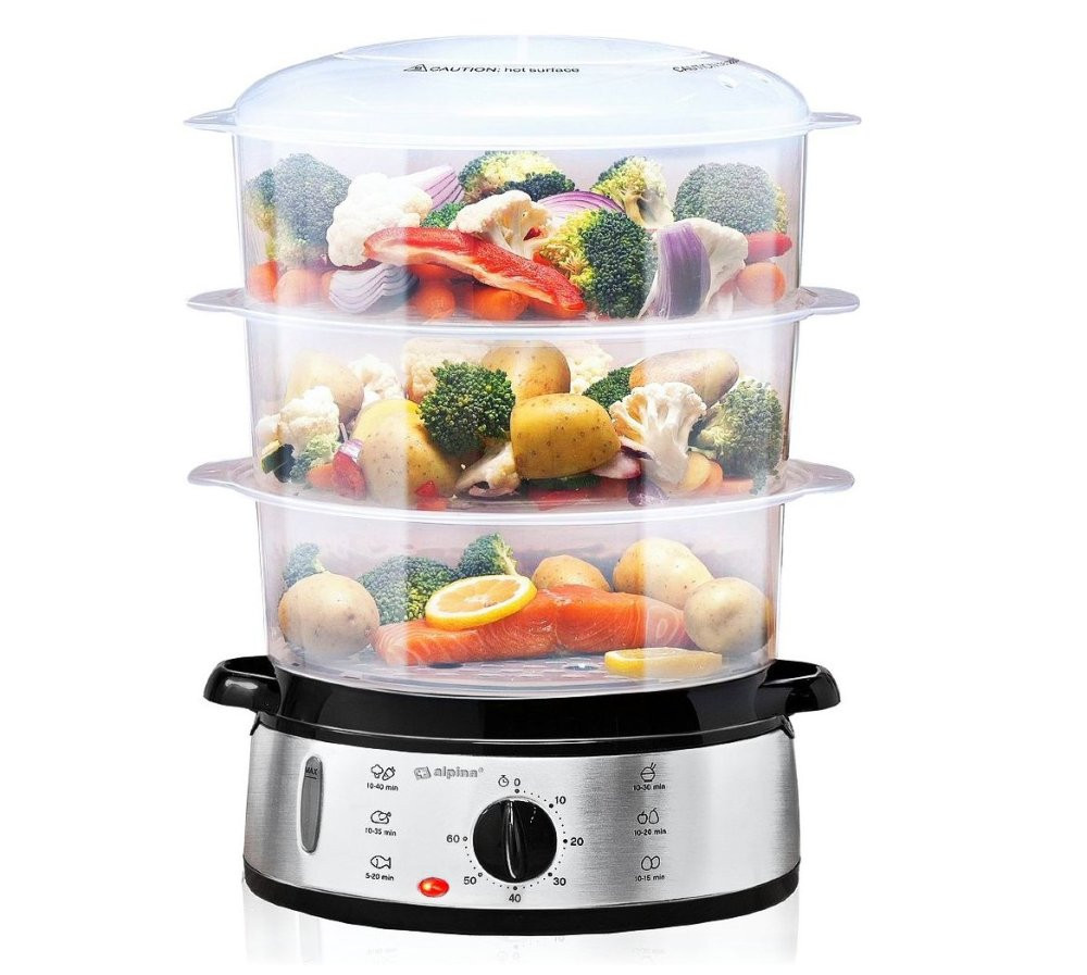 ALPINA Parní hrnec elektrický třípatrový 9 litrů 800 W ED-258686