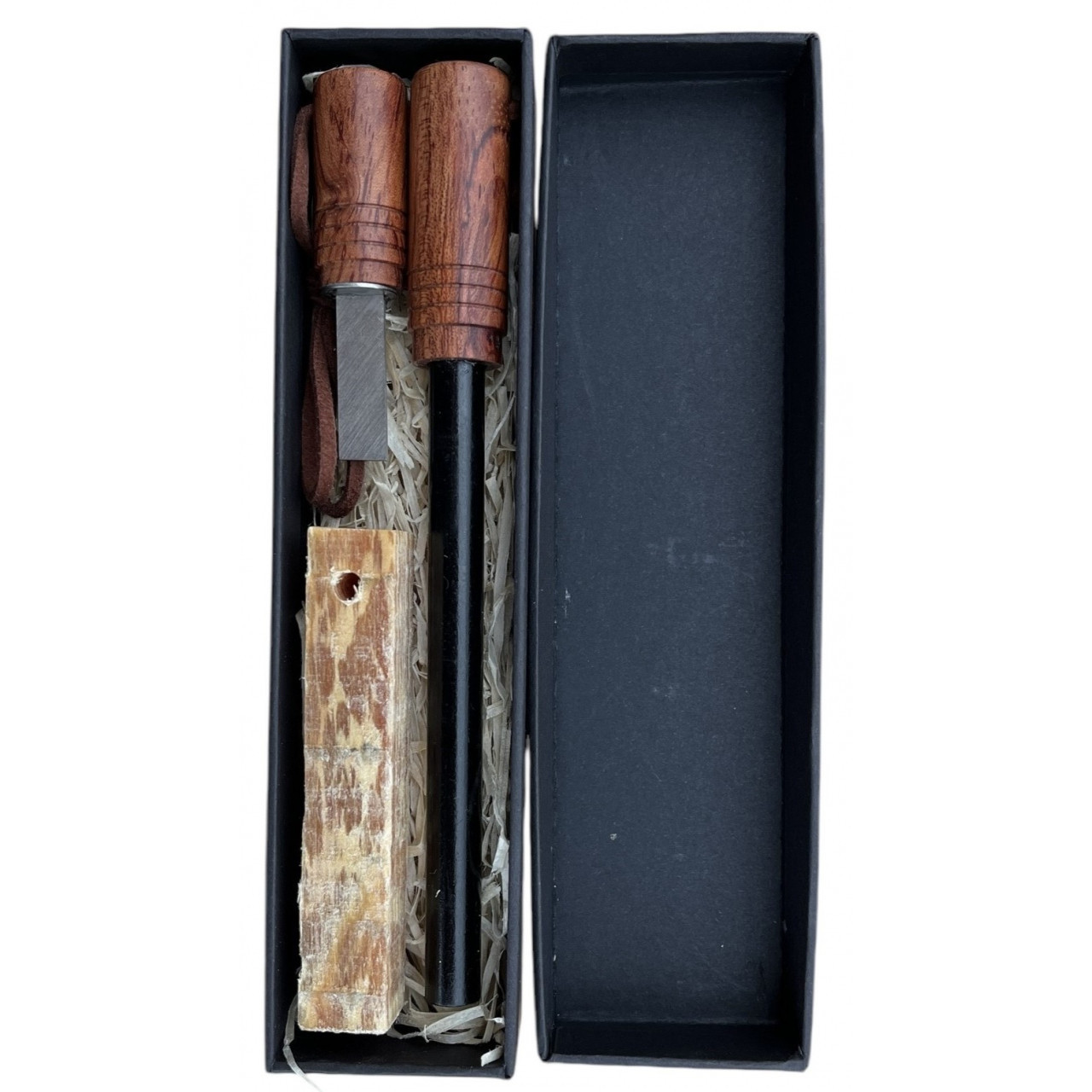 Dárková sada křesadla Bubinga EX XXL v černé krabičce - černá-hnědá