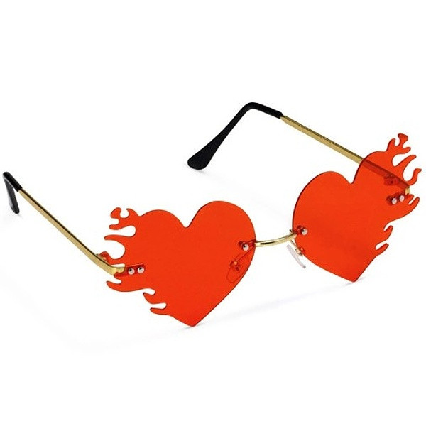 Brýle červená srdíčka s plameny