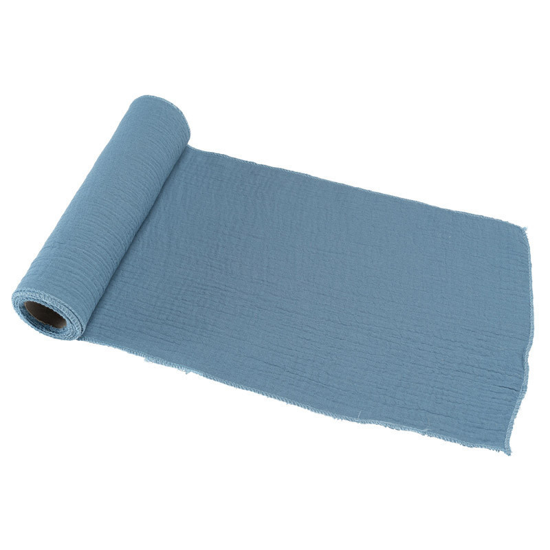 Bavlněná šerpa na stůl ocelově modrá 26x300cm