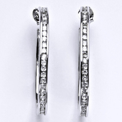 Stříbrné náušnice s čirými zirkony,ovál,náušnice ze stříbra, váha 12,66 g