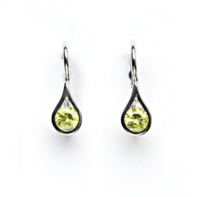 Stříbrné náušnice, žluté zirkony, VE 5