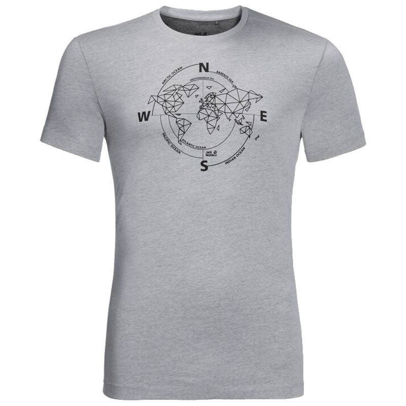 Jack Wolfskin Pánské tričko Jack Wolfskin Ocean world T Slate grey