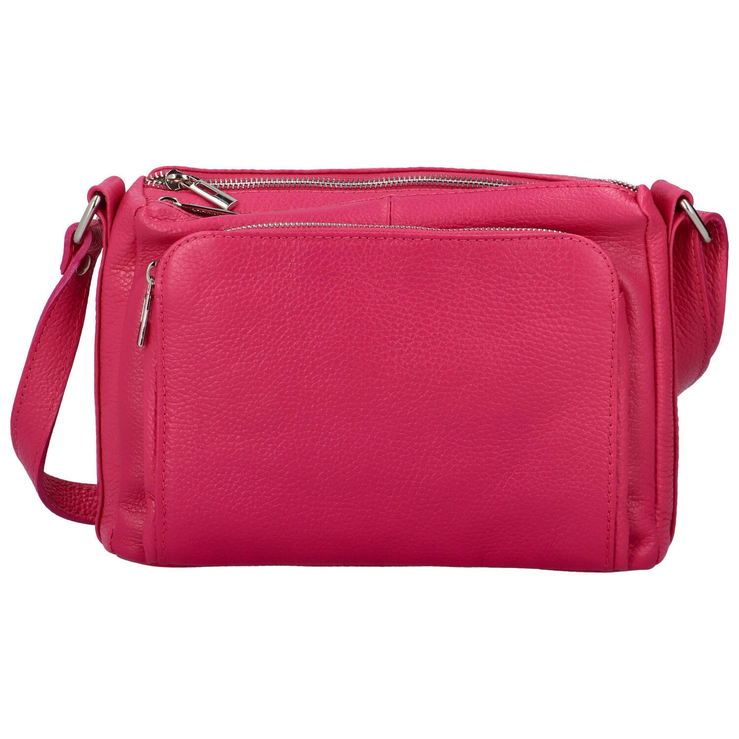 Stylová dámská kožená crossbody Robertina, fuchsiová