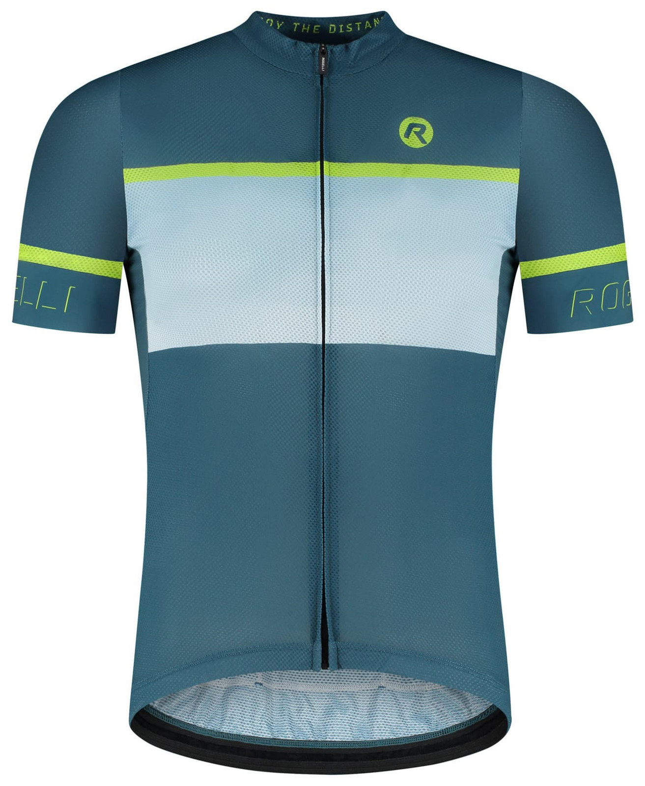 Exklusivní cyklodres Rogelli HERO II s krátkým rukávem, modro-limetkově zelený M