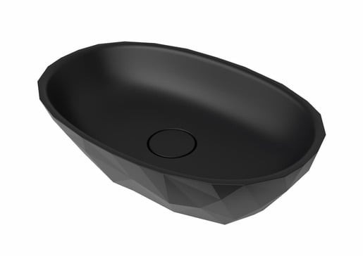 Umyvadlo na desku SAT Meda 56x37 cm černá mat bez otvoru pro baterii, bez přepadu SATME5637C