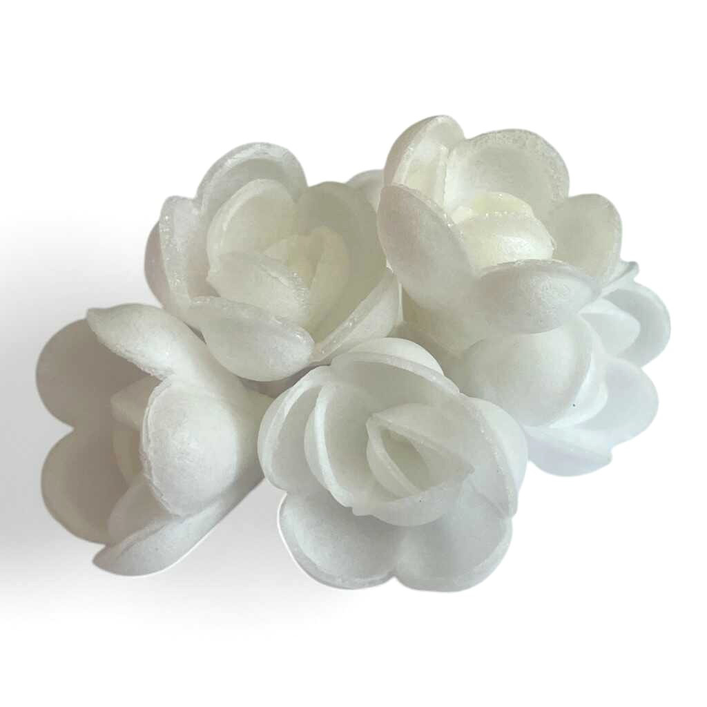 Jedlý papír 3D Anglická růže bílá 6ks