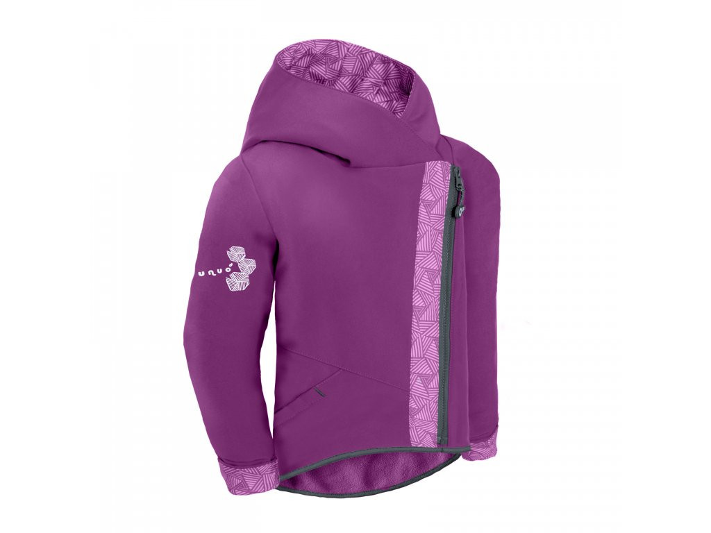 Unuo Unuo, Dětská softshellová bunda s fleecem Cross, Ostružinová, Sharp holka Velikost: 110/116 8596227080885