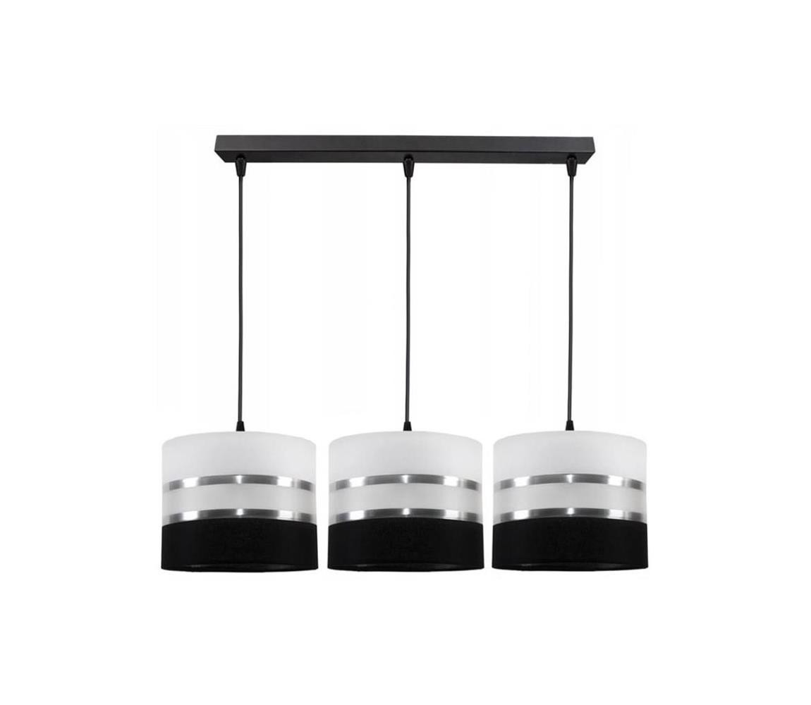 Lustr na lanku CORAL 3xE27/60W/230V černobílá