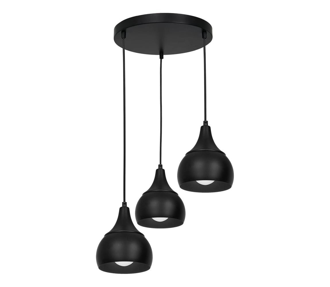 Lustr na lanku AKTAN 3xE27/60W/230V černá kulatý