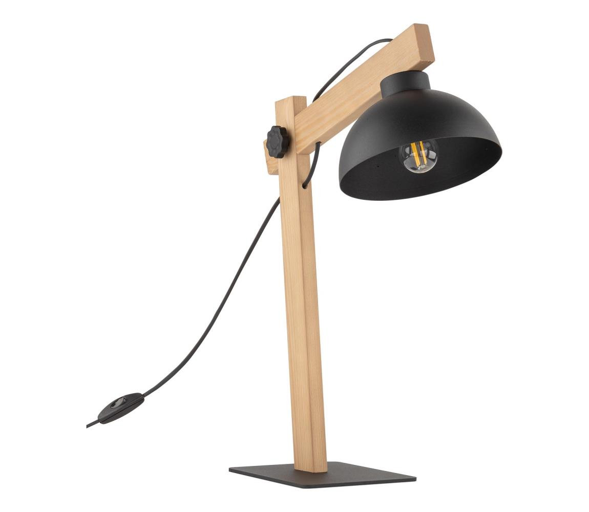 Stolní lampa OSLO 1xE27/15W/230V borovice/černá