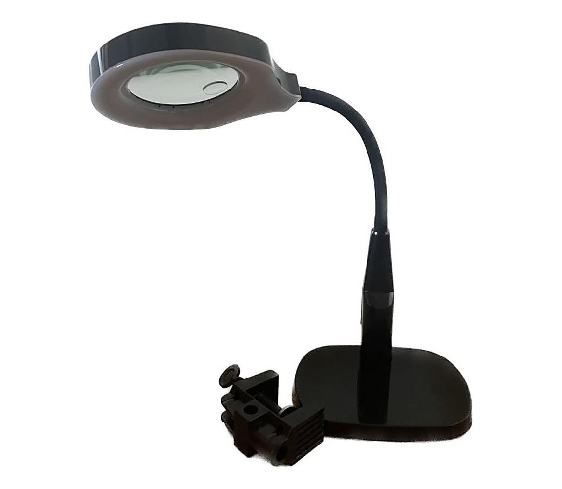LED Stmívatelná stolní lampa s bifokální lupou LED/6W/230V černá