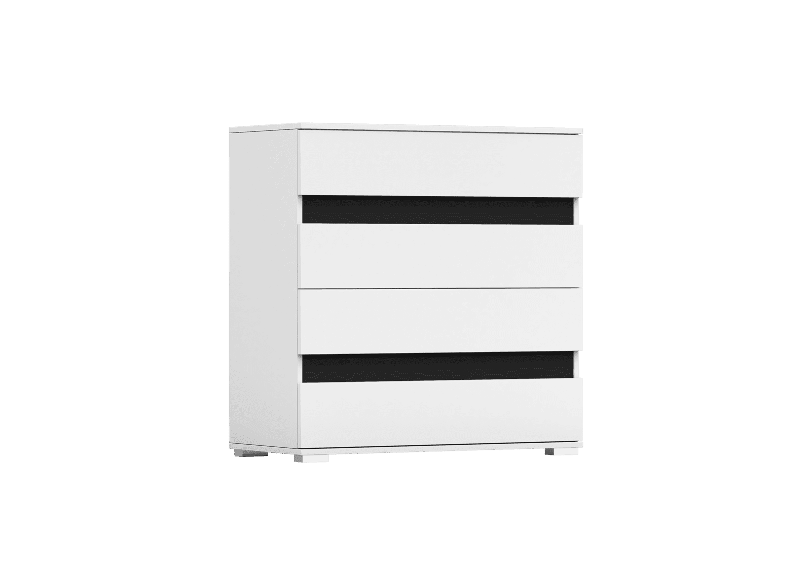 IDZ Komoda LUCCA 4S 46, 90 cm Bílá/Černý lesk