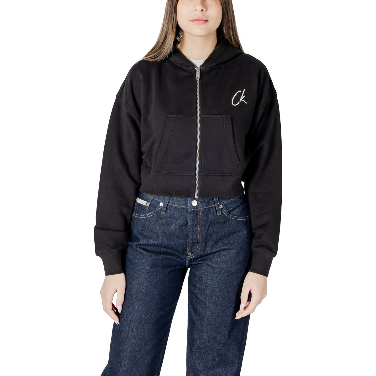 Calvin Klein Jeans  EMBROIDERED CK ZIP T J20J224440  Černá