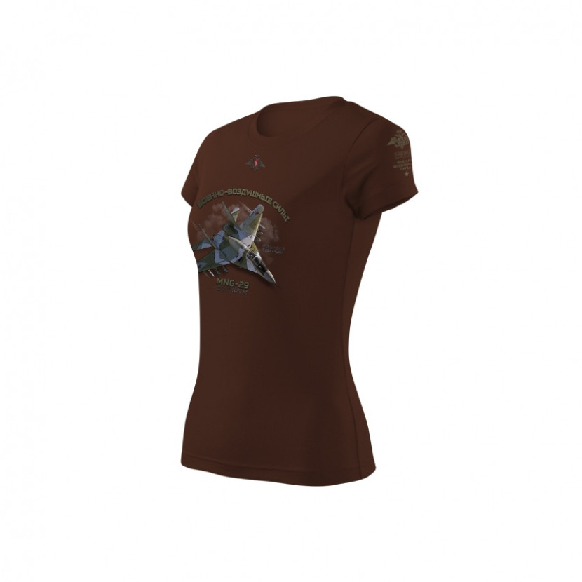 Triko dámské Antonio se stíhačkou MIG-29 RUS - hnědé, S