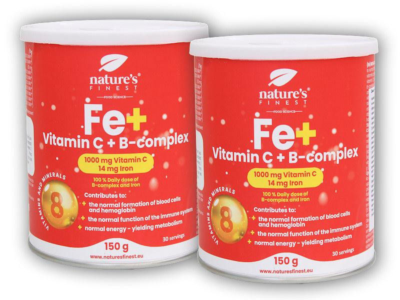 Natures Finest 2x Železo + Vitamin C + B-Complex 150g