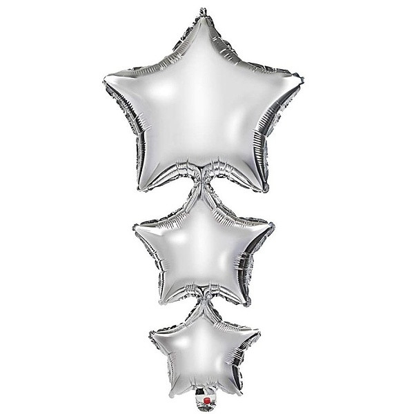 Balónek fóliový propojené stříbrné hvězdy 96 cm