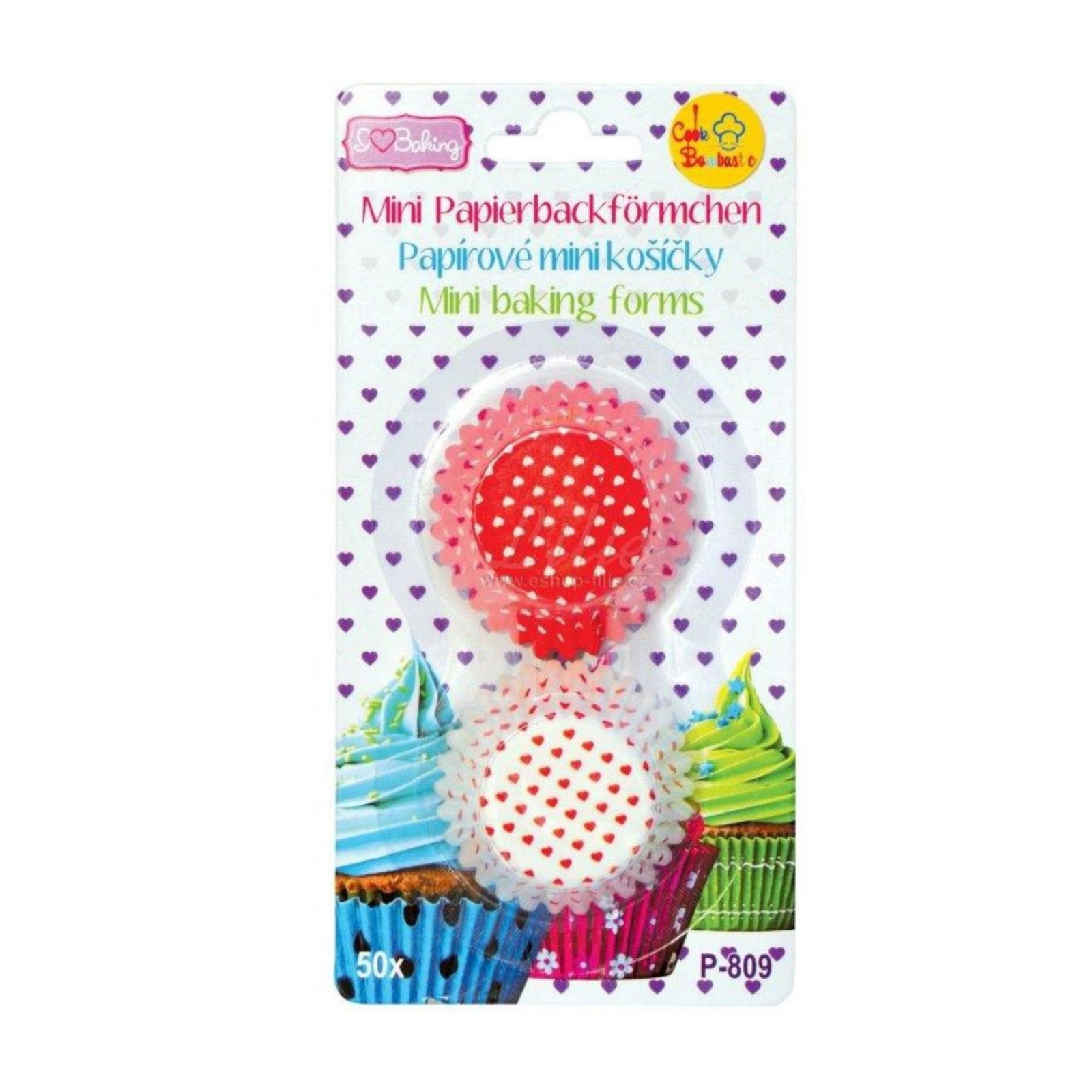 Mini košíčky na pralinky Srdíčka 50 ks