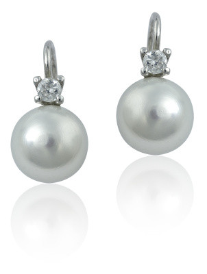 Stříbrné náušnice s pravými přírodními perlami  7,5 mm - NK 1207 pp bílá