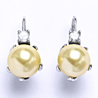 Stříbrné náušnice s umělou perlou 10 mm, náušnice ze stříbra NK 1190