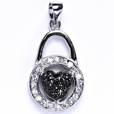 Stříbrný přívěsek s černými a čirými zirkony, přívěsek ze stříbra, 2,89 g