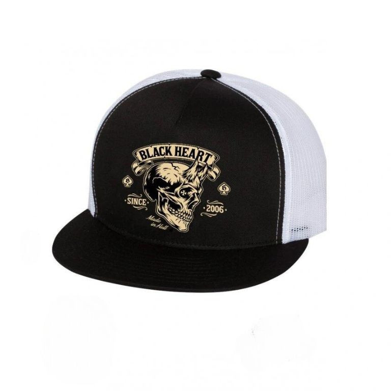 BLACK HEART Devil Skull Trucker WHT bílá
