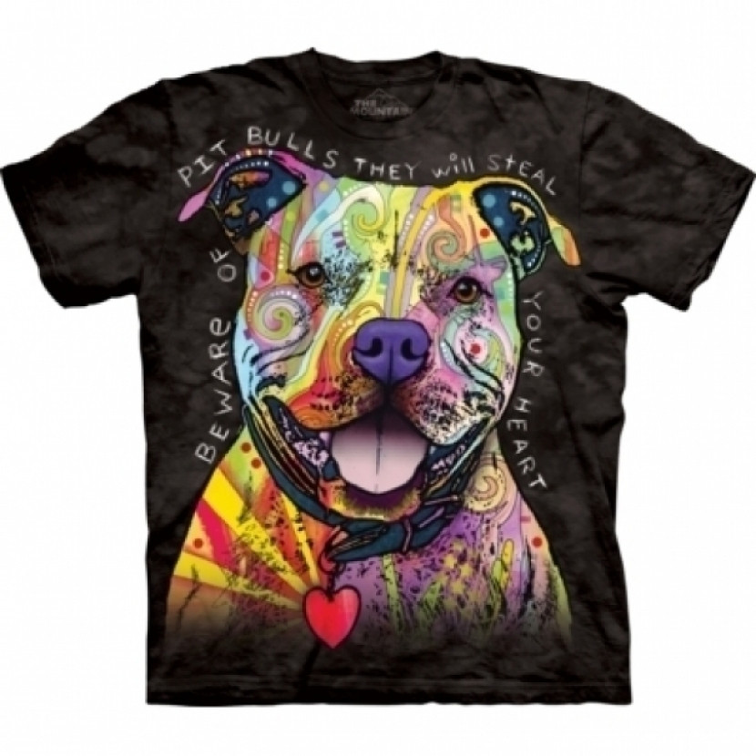 Tričko unisex The Mountain Beware of Pit Bulls - černé, M