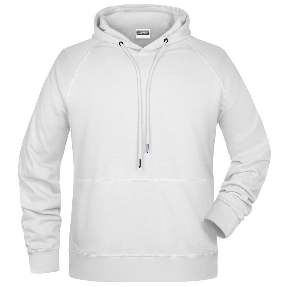 James & Nicholson (Daiber) Pánská mikina s kapucí z biobavlny 8024 - Bílá | L