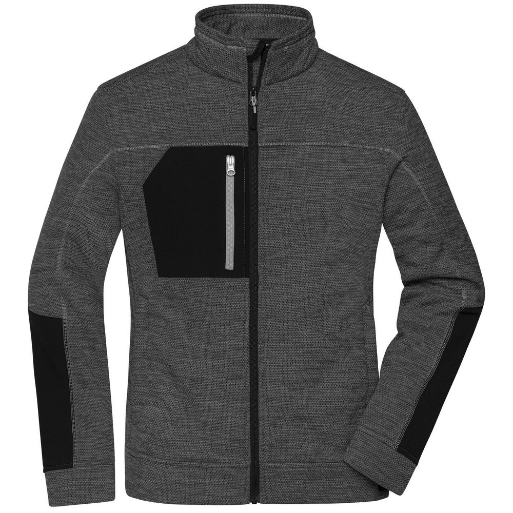 James & Nicholson (Daiber) Dámská mikina z pleteného fleecu JN1817 - Černý melír / černá / stříbrná | L