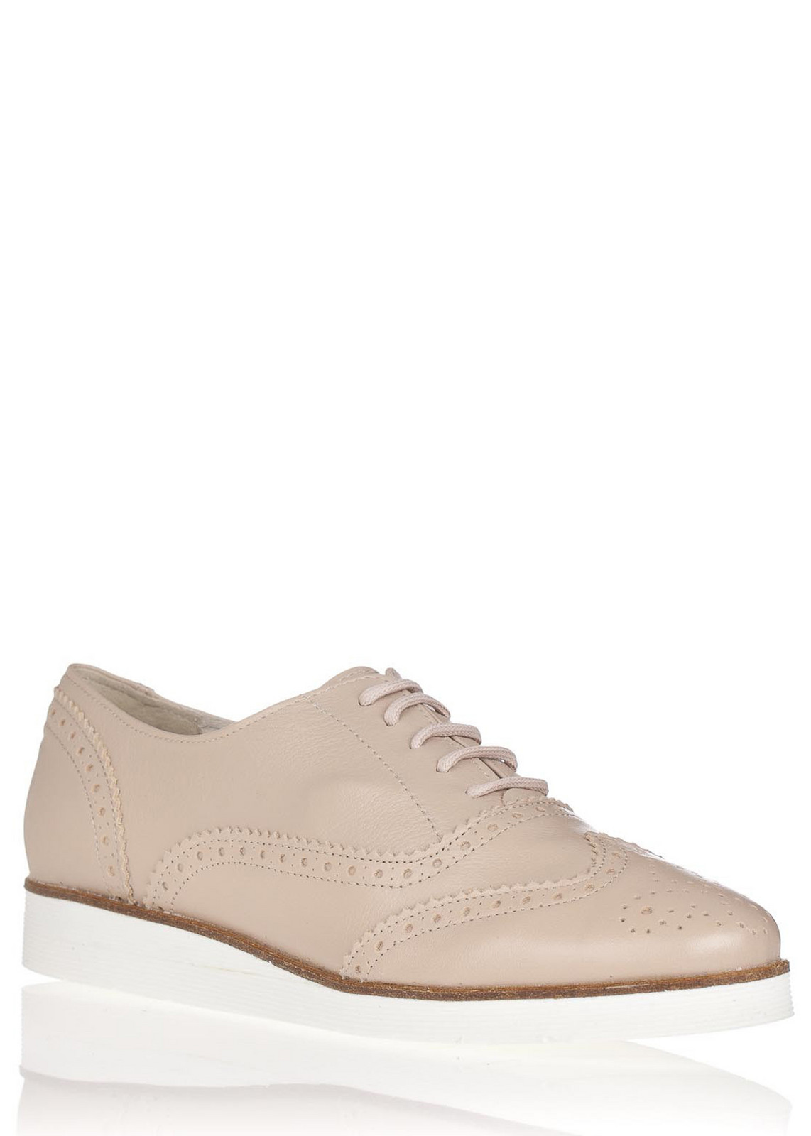 Maria Jaén Béžové kožené boty na bílé podrážce María Jaén Velikost: 39