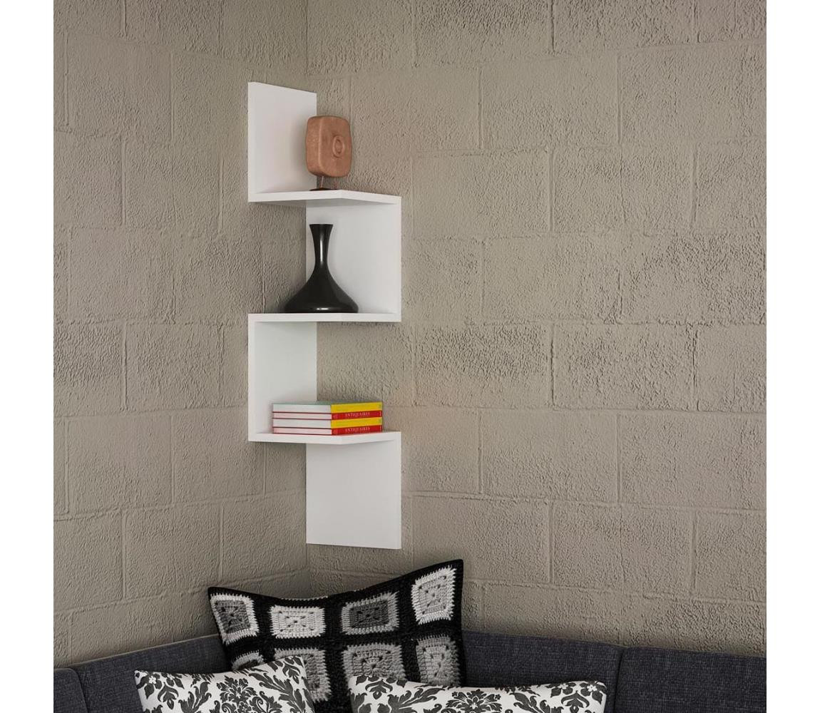 Rohová nástěnná police CORNER 105,4x25 cm bílá