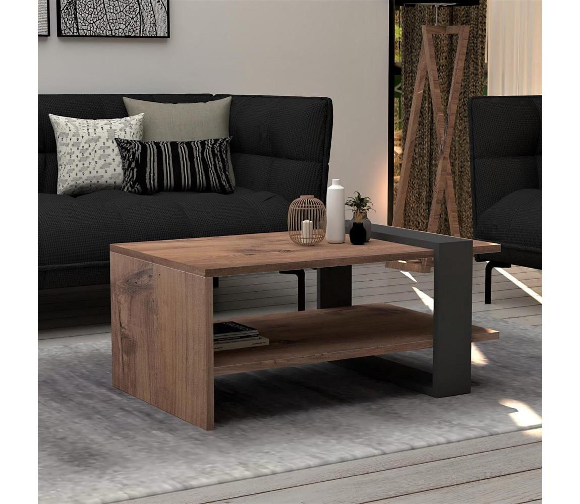 Konferenční stolek OVA 35x80 cm hnědá/antracit